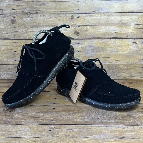 WORLD BOOTS Sz 7 Mens Moccasins 100% Leather Suede Hemera Skirt Style True Black - Picture 5 of 16